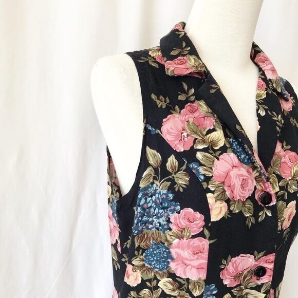 Vintage Chabies floral maxi shirt dress size 7/8 - Picture 2 of 10